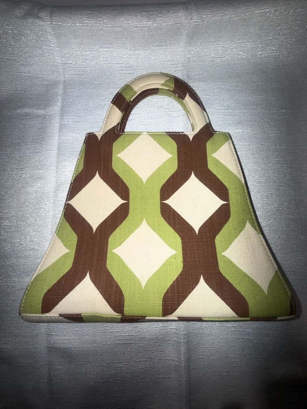 Poesis Geometric Pattern Canvas Top-Handle Handbag